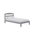 Cama Plataforma de Madera Gris con Cabecero, Twin, 1 Persona