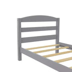 Cama Plataforma de Madera Gris con Cabecero, Twin, 1 Persona
