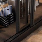 Vitrina de Cristal Negro con Focos LED, Puertas Correderas, Montaje por 1 Persona
