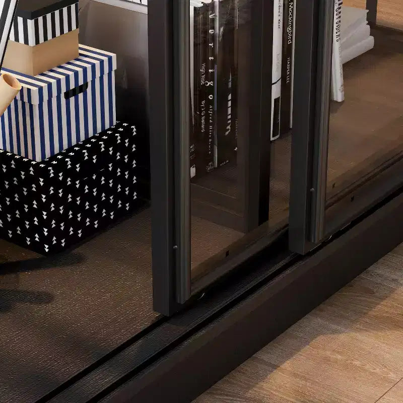 Vitrina de Cristal Negro con Focos LED, Puertas Correderas, Montaje por 1 Persona