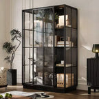 Vitrina de Cristal Negro con Focos LED, Puertas Correderas, Montaje por 1 Persona