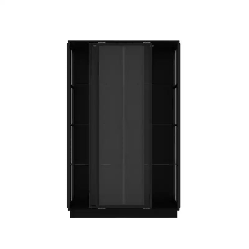 Vitrina de Cristal Negro con Focos LED, Puertas Correderas, Montaje por 1 Persona