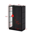 Vitrina de Cristal Negro con Focos LED, Puertas Correderas, Montaje por 1 Persona