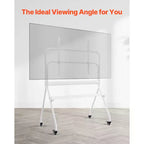 Soporte de TV blanco rodante con ruedas, altura ajustable, individual