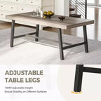 Mesa de comedor rectangular de estilo rústico en marrón/gris, para 6-8 personas, juego de 2