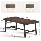 Mesa de comedor rectangular de estilo rústico en marrón/gris, para 6-8 personas, juego de 2