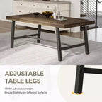Mesa de comedor rectangular de estilo rústico en marrón/gris, para 6-8 personas, juego de 2