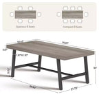 Mesa de comedor rectangular de estilo rústico en marrón/gris, para 6-8 personas, juego de 2