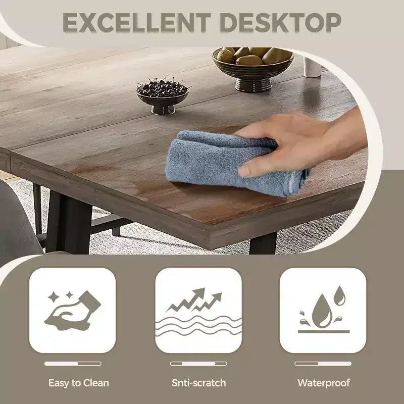 Mesa de comedor rectangular de estilo rústico en marrón/gris, para 6-8 personas, juego de 2