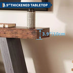 Mesa consola estrecha de 2 niveles de 55", marrón/gris y marrón/tronco