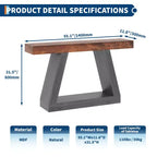 Mesa consola estrecha de 2 niveles de 55", marrón/gris y marrón/tronco