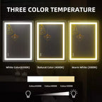 Espejo de baño LED sin marco plateado – Iluminación frontal y trasera, Antivaho, Montaje en pared individual