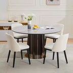 Modern Dining Chairs Set of 4/6, Linen Upholstered Accent Chairs with Curved Back and Sturdy Wooden Legs, for Kitchen, Dining Room, Living Room