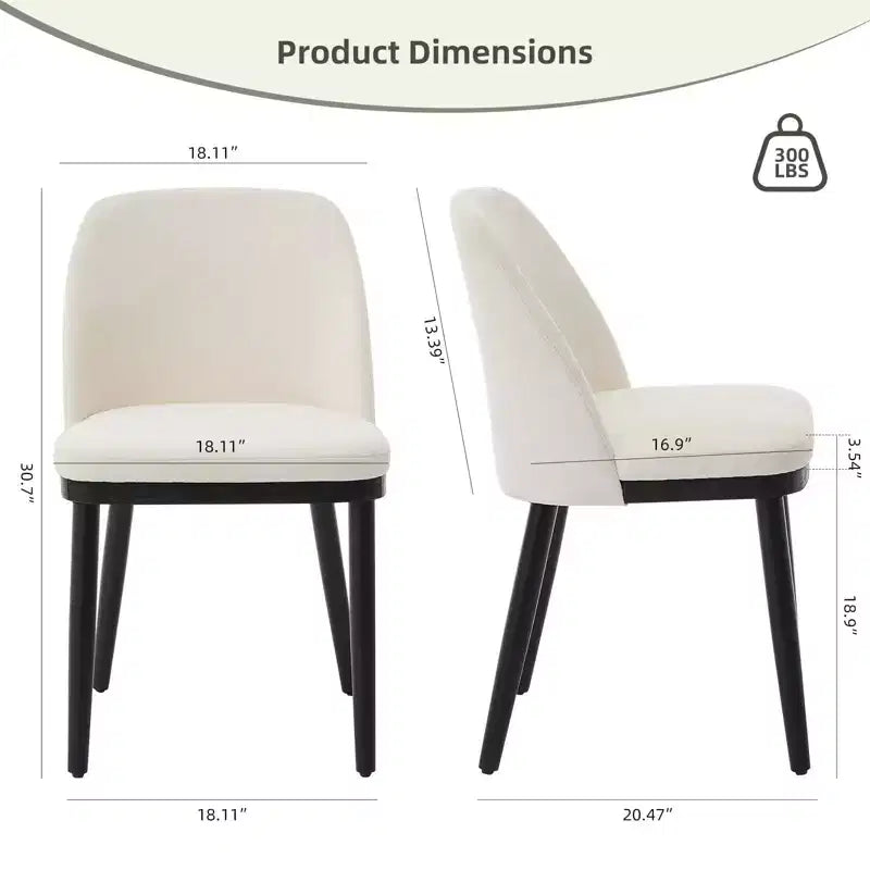 Sillas de comedor de lino beige, sin brazos y con respaldo curvado, juego de 4 o 6