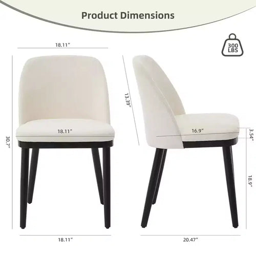 Sillas de comedor de lino beige, sin brazos y con respaldo curvado, juego de 4 o 6