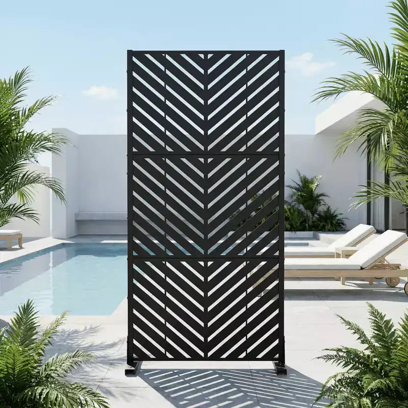 Panel de pantalla de privacidad de metal para exteriores – Negro / Marrón / Gris Oscuro / Gris Claro / Verde Oliva / Blanco, Independiente