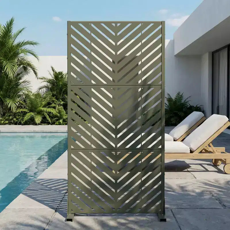 Panel de pantalla de privacidad de metal para exteriores – Negro / Marrón / Gris Oscuro / Gris Claro / Verde Oliva / Blanco, Independiente