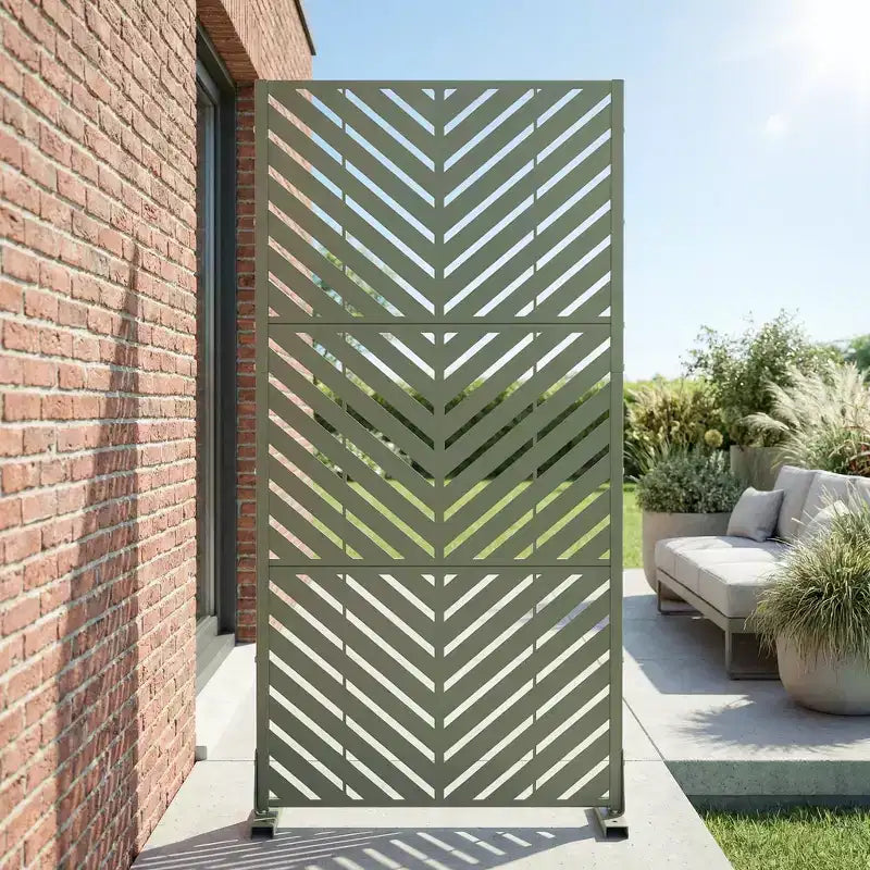 Panel de pantalla de privacidad de metal para exteriores – Negro / Marrón / Gris Oscuro / Gris Claro / Verde Oliva / Blanco, Independiente