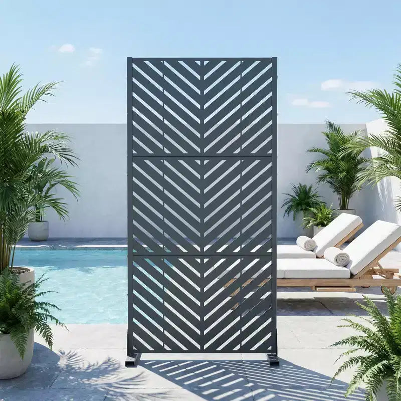 Panel de pantalla de privacidad de metal para exteriores – Negro / Marrón / Gris Oscuro / Gris Claro / Verde Oliva / Blanco, Independiente