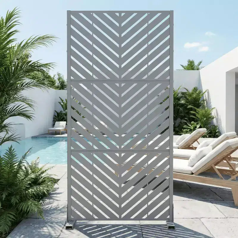 Panel de pantalla de privacidad de metal para exteriores – Negro / Marrón / Gris Oscuro / Gris Claro / Verde Oliva / Blanco, Independiente