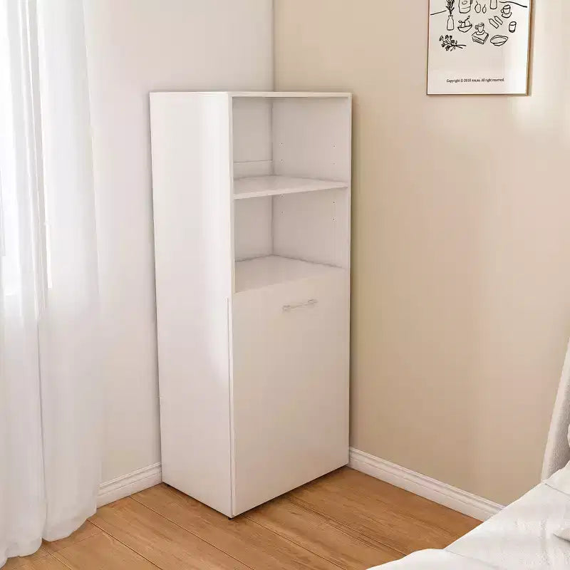 Escritorio blanco plegable con estantes de almacenamiento y ruedas, individual
