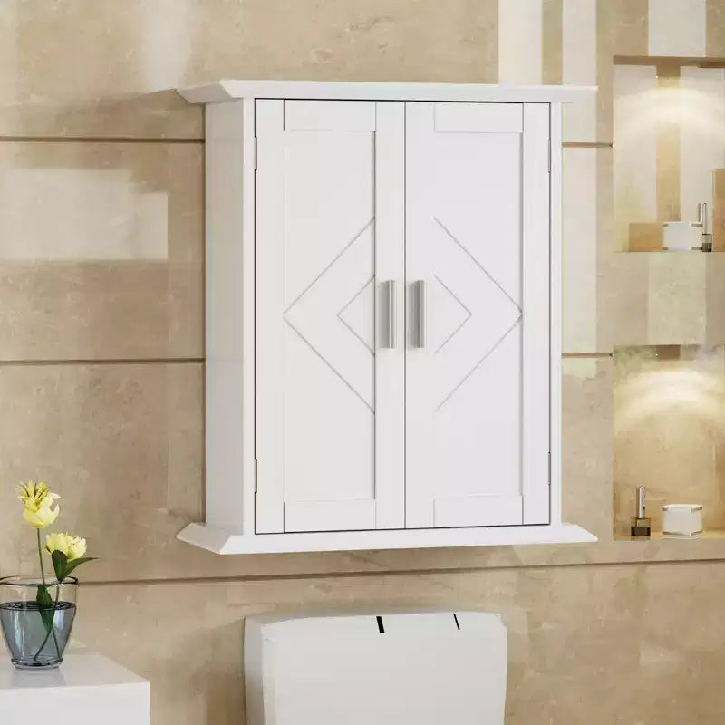 VECELO Modern Bathroom Storage Wall Cabinet with Adjustable Shelves, Freestanding Floor Cabinet for Bathroom, Entryway, and Small Spaces, White