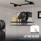 Estantería de techo de metal negro, 1,2 x 1,2 m, altura ajustable, capacidad de 158 kg