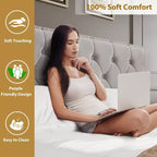 Base de cama tapizada en terciopelo blanco/negro con 2 cajones de almacenamiento, tamaño matrimonial/queen/king, para 1-2 adultos