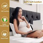Base de cama tapizada en terciopelo blanco/negro con 2 cajones de almacenamiento, tamaño matrimonial/queen/king, para 1-2 adultos