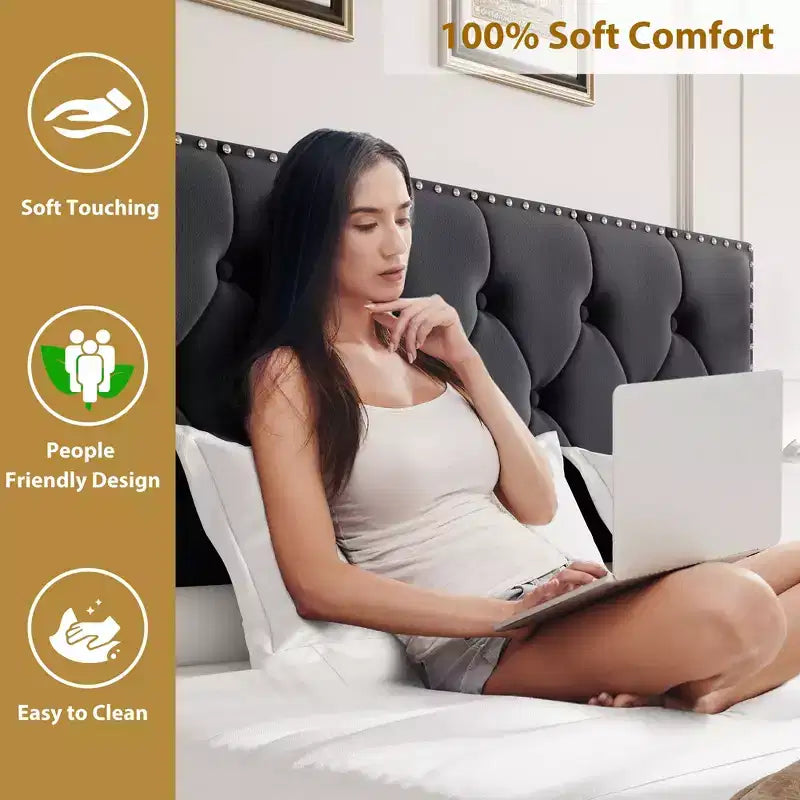 Base de cama tapizada en terciopelo blanco/negro con 2 cajones de almacenamiento, tamaño matrimonial/queen/king, para 1-2 adultos