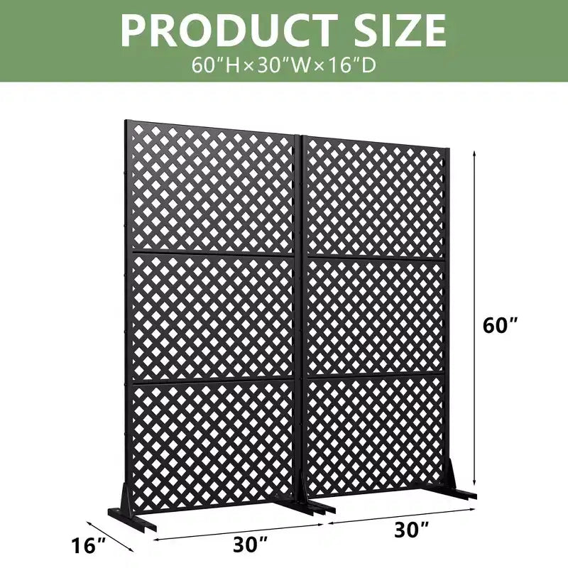 Divisor de Ambientes de Acero Negro de 5 Paneles, Doble Cara, Uso Individual