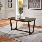 Mesa de comedor rectangular marrón, estilo caballete, para 4 personas