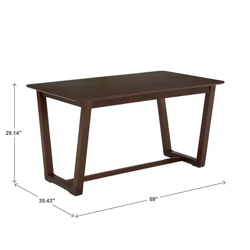 Mesa de comedor rectangular marrón, estilo caballete, para 4 personas