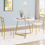 Juego de mesa de comedor redonda, blanca, de 3 piezas, para 2 personas