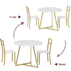 Juego de mesa de comedor redonda, blanca, de 3 piezas, para 2 personas