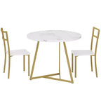 Juego de mesa de comedor redonda, blanca, de 3 piezas, para 2 personas