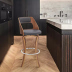 GDFStudio Edgar 29 Faux Leather and Wood Swivel Bar Stool