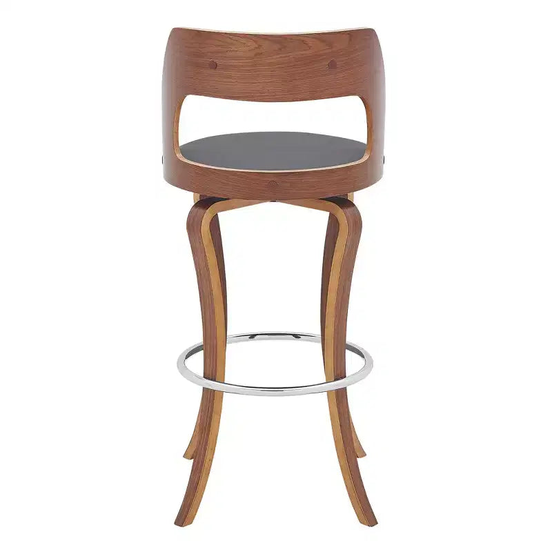 Taburete de bar giratorio de polipiel marrón, altura de mostrador, individual