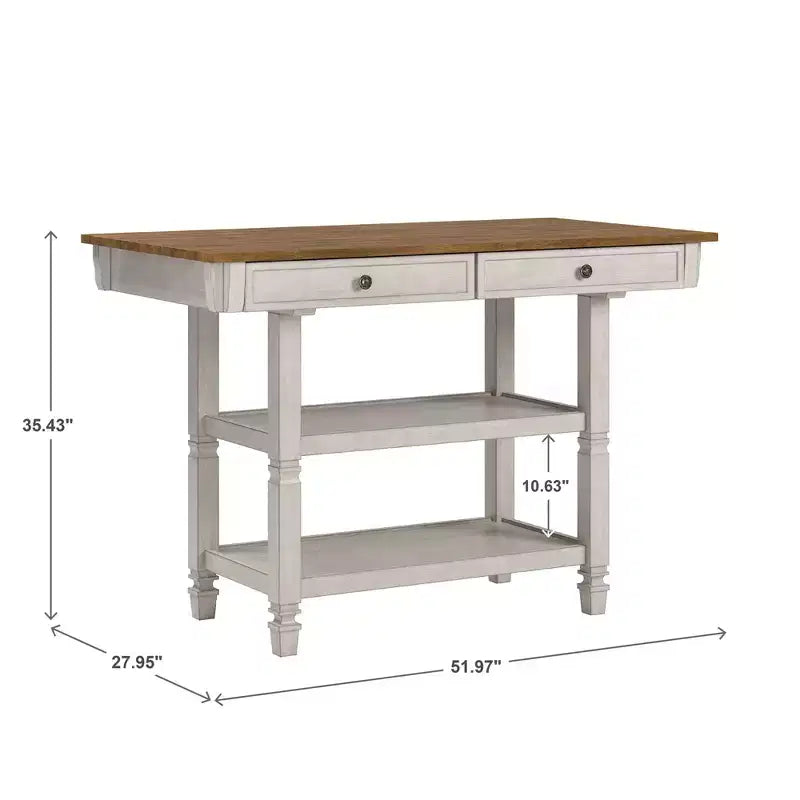 Isla de Cocina Bicolor con Cajones – Gris Antiguo / Blanco Antiguo / Negro