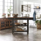 Isla de Cocina Bicolor con Cajones – Gris Antiguo / Blanco Antiguo / Negro
