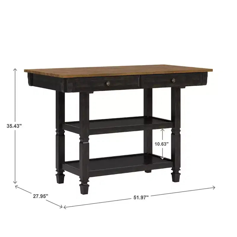 Isla de Cocina Bicolor con Cajones – Gris Antiguo / Blanco Antiguo / Negro
