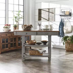 Isla de Cocina Bicolor con Cajones – Gris Antiguo / Blanco Antiguo / Negro