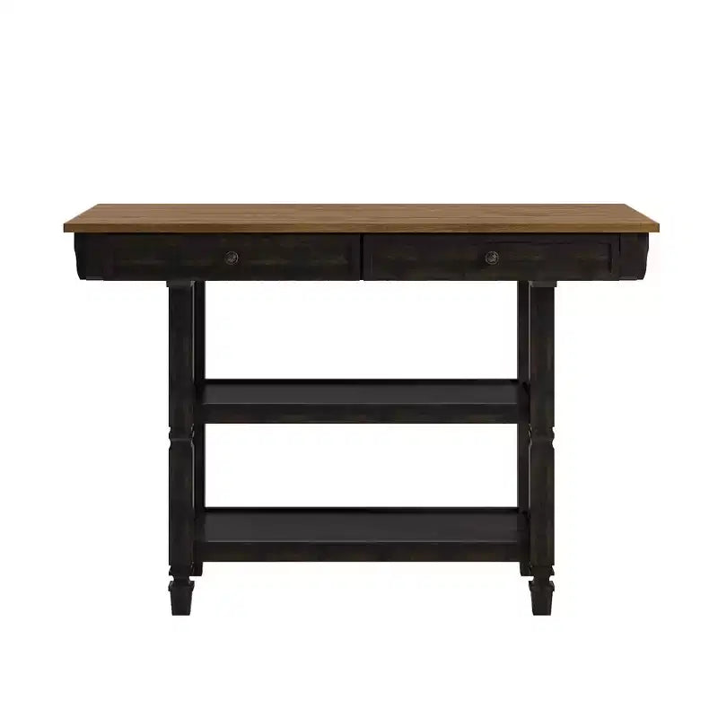 Isla de Cocina Bicolor con Cajones – Gris Antiguo / Blanco Antiguo / Negro