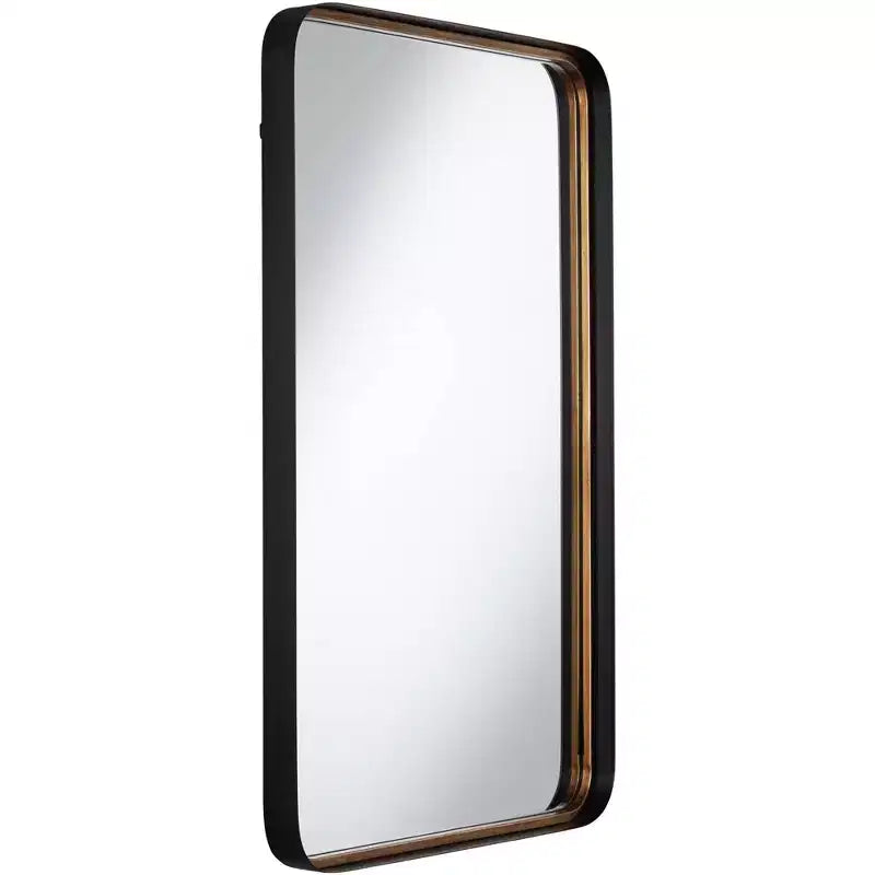 Espejo de pared rectangular dorado y negro, vertical, juego de 2