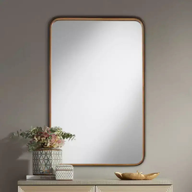 Espejo de pared rectangular dorado y negro, vertical, juego de 2