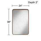 Espejo de pared rectangular dorado y negro, vertical, juego de 2