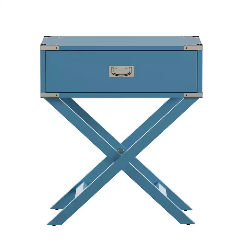 Mesa de Noche de Madera X-Base con Cajón | Negro / Azul / Gris / Azul Claro / Verde Prado / Blanco | 1 Persona