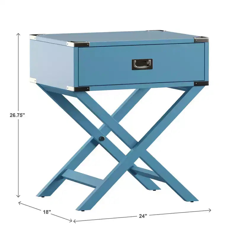 Mesa de Noche de Madera X-Base con Cajón | Negro / Azul / Gris / Azul Claro / Verde Prado / Blanco | 1 Persona