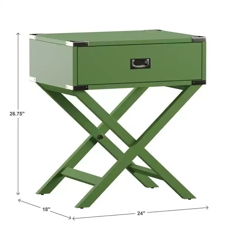 Mesa de Noche de Madera X-Base con Cajón | Negro / Azul / Gris / Azul Claro / Verde Prado / Blanco | 1 Persona