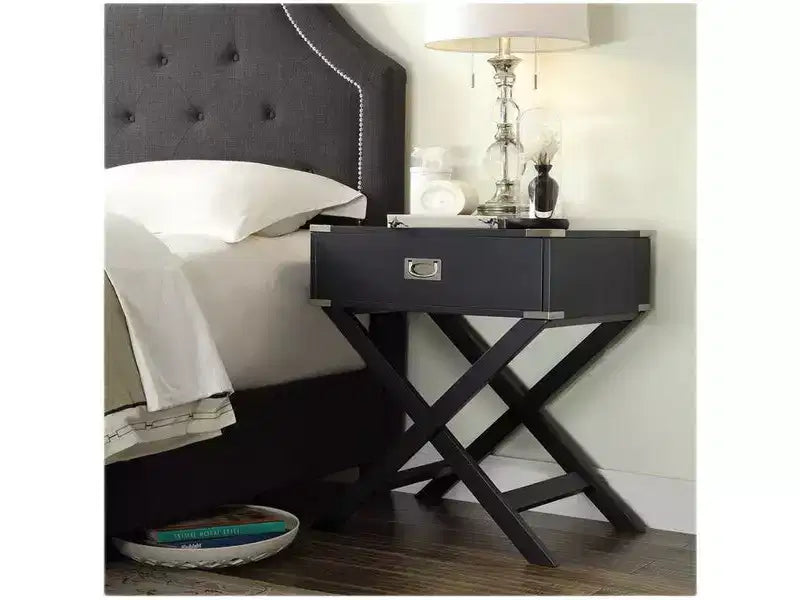 Mesa de Noche de Madera X-Base con Cajón | Negro / Azul / Gris / Azul Claro / Verde Prado / Blanco | 1 Persona